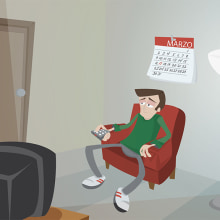 Aburrido con la TV. Traditional illustration project by César Casado - 04.28.2015