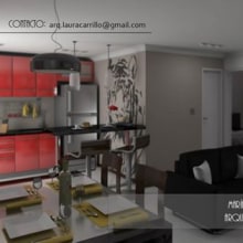 Diseño interior en un espacio pequeño- cocina comedor y living (un solo ambiente). Un proyecto de Diseño, 3D, Arquitectura, Arquitectura interior y Diseño de interiores de Laura - 05.05.2015