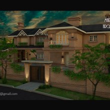Casa unifamiliar Vista exterior SketchUP + Vray. 3D, Arquitetura, e Design de iluminação projeto de Laura - 08.04.2015