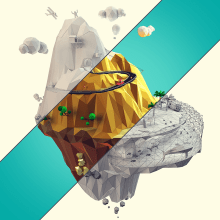Low poly mountain. Un proyecto de 3D, Dirección de arte, Diseño gráfico y Escultura de Francisco Cabezas - 30.05.2015