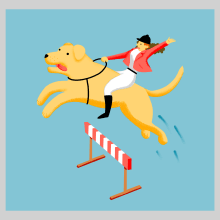 Dog jump. Ilustração tradicional projeto de Leonardo Konndeplus - 08.06.2015