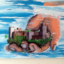 Esmalte sintético brillante sobre tablero aglomerado "Alhambra de Granada sobre la mano de Alá". Un proyecto de Pintura de Dani Mercado - 11.06.2010
