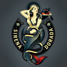 Sirena Dorada. Traditional illustration, Graphic Design, and Packaging project by Sophia Sweeney - 06.15.2015
