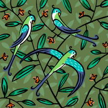 Loros en un árbol. Traditional illustration project by Maribel Lobelle - 06.16.2015