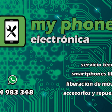 Cartel y Tarjeta de Visita My Phone Electrónica en Mota del Cuervo. Un proyecto de Diseño gráfico de Adrián de la Fuente Ramos - 19.06.2015