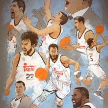 Baloncesto Real Madrid 2015. Un proyecto de Ilustración y Pintura de Fende - 24.06.2015
