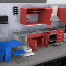 Diseño de cocina 3D. Un proyecto de 3D, Diseño, creación de muebles					 y Diseño industrial de Alberto Sánchez Bermejo - 21.04.2012