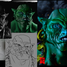 Rendery Turnaround final de mi proyecto Zbrush, Korr-Ga'hal el ORCO!. Traditional illustration, 3D, Character Design, Fine Arts, Sculpture, Comic, and Film project by Borja Puig Linares - 07.23.2015