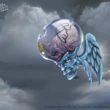 Brain Flying. Traditional illustration project by Martin Mariano Hernandez Tena - 07.27.2015