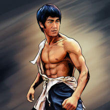 Bruce Lee estilo Cómic. Traditional illustration, and Comic project by Rony Azurdia - 10.12.2014