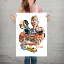Póster tributo : El quinto elemento // Poster tribute : The fifth element . Un proyecto de Ilustración tradicional, Bellas Artes, Pintura y Cine de El Moy - 12.08.2015