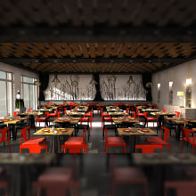 Restaurante Panasiático. 3D projeto de Raúl Navas Martínez - 07.09.2015