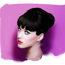 Estudio Digital del retrato de la cantante Katy Perry. Traditional illustration project by Luis Faus - 09.08.2015