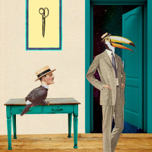 Tucan y Hombre / Collage. Traditional illustration, and Collage project by Paco Campos Pérez - 09.29.2015
