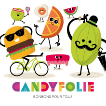 Candyfolie. Un projet de Design , Illustration traditionnelle, Br, ing et identité , et Conception de personnages de Rebombo estudio - 13.10.2015