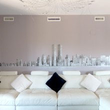 Mural "Skyline New York". Design, Traditional illustration, Arts, Crafts, Fine Arts, Interior Architecture, Interior Design, and Painting project by A Tu Arte - 10.17.2015