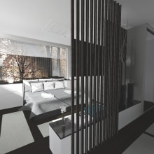Dormitorio coloreado por la naturaleza. Un proyecto de Diseño, 3D, Arquitectura interior, Diseño de interiores y Diseño de iluminación de Rubén Couso - 19.10.2015