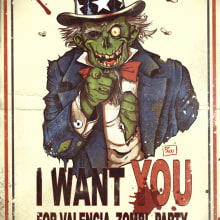 I want you for Valencia Zombi Party. Traditional illustration, and Comic project by Pau Margaix Aranda - 10.26.2015