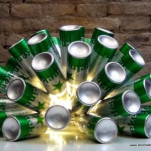 Lámpara con botellas de aluminio recicladas - reciclaje, upcycling. Artesanato projeto de Rosa Montesa Reciclado Creativo - 06.11.2015