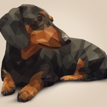 Low Poly Dachshund. Design, Traditional illustration, and Graphic Design project by Julio Romero - 11.06.2015