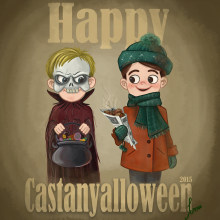 Happy Castanyalloween!!. Traditional illustration, Character Design, and Education project by Lorena Loguén - 10.31.2015