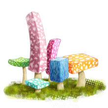 Polygon mushrooms,  ilustración digital , photoshop, pintura digital. Un proyecto de Ilustración tradicional e Ilustración digital de Factoryarte Bilbao - 10.11.2015