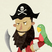 Ilustraciones Pirata pata de palo . Fábula infantil. Traditional illustration, and Character Design project by Saúl Arribas Miguel - 11.16.2015