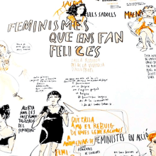 Live drawing "Els feminismes que ens fan felices". Ilustração tradicional, e Eventos projeto de Tonina Matamalas - 22.11.2015