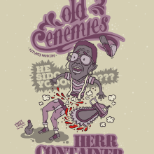 Cartel Old Enemies & Herr Container. Un proyecto de Ilustración tradicional y Diseño gráfico de Jaime Rodríguez Carnero - 03.12.2015