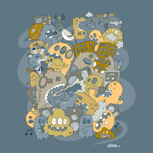 Los monstruos de la radio. Ilustração tradicional, e Design gráfico projeto de Isaac González - 09.12.2015