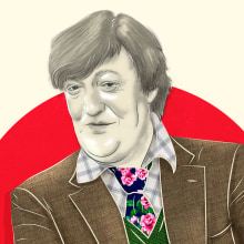 Retrato Editorial-Stephen Fry. Ilustração tradicional projeto de Isabel Heredia - 08.12.2015