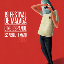 Festival de cine de Málaga (Propuesta). Design, and Traditional illustration project by Miguel Cerro - 12.23.2015