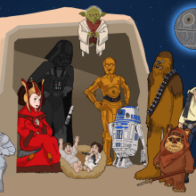 Postal navideña Star Wars. Traditional illustration project by Jordi Delgado Escribano - 12.27.2015
