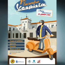 Primer encuentro vespista. Design, Traditional illustration, and Graphic Design project by Ricardo Navas Montero - 12.29.2015