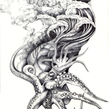 Octopus. Een project van  Ontwerp, Craft,  Beeldende kunst, Schilderij, Zeefdruk y Collage van Susana MLeón - 23.03.2015
