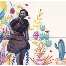 Mar de flores. Ilustração tradicional projeto de Esther Bernal - 29.12.2015