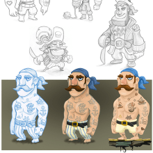 Diseño de personajes: Juego de piratas.. Un proyecto de Ilustración tradicional, Animación y Diseño de juegos de Jorge M. Hernández Alférez - 04.11.2014