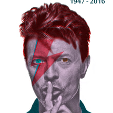 Cartel homenaje a David Bowie. Design, Música, e Design gráfico projeto de Estani Rodríguez González - 10.01.2016