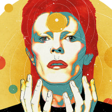 Yorokobu // Rock´n´Draw / David Bowie y las estrellas. Traditional illustration, and Music project by Oscar Giménez - 01.11.2016