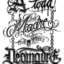 A toda Madre o un Desmadre.  Work for 15th Anniversary D&D Lowrider Barcelona shop.. Design, Artes plásticas, Tipografia, e Caligrafia projeto de Posk Buenatinta - 09.10.2015