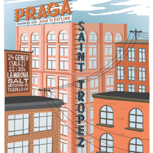 Cartel PRAGA + SAINT TROPEZ. Ilustração tradicional projeto de Xavier Calvet Sabala - 06.01.2015