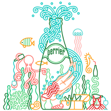 Perrier. Design, Traditional illustration, Br, ing & Identit project by Carlos Arrojo - 08.14.2015