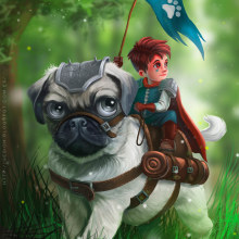 Pug Adventure. Traditional illustration project by gesiOH - 01.27.2016