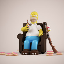 Mi Homer: Diseño de personajes en Cinema 4D: del boceto a la impresión 3D. Un proyecto de 3D, Dirección de arte y Diseño gráfico de Jose Gallardo Bernal - 29.01.2016