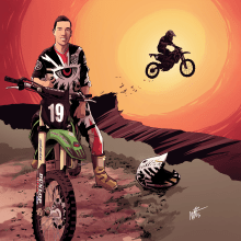 Encargo ZorroVolador Ilustración Motocross. Ilustração tradicional projeto de Miguel Feliu - 14.01.2016