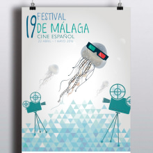 19 FESTIVAL CINE DE MÁLAGA. Un proyecto de Diseño, Publicidad, Cine, vídeo, televisión, Br, ing e Identidad, Eventos, Bellas Artes, Diseño gráfico, Marketing y Cine de Madness Design - 07.07.2015