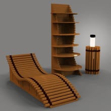 chaise long convertible en una estantería y lampara. Un progetto di Design e creazione di mobili e Interior design di www.iraide.com Iraida Kovaleva - 13.02.2016