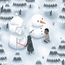 Duelo en la nieve. Traditional illustration project by Miguel Martínez Barbero - 02.27.2016