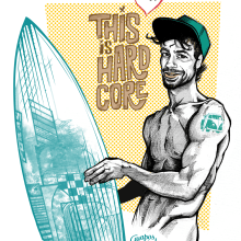 Corazón Kinki - Surfer Boy. Traditional illustration, Character Design, and Painting project by Fernando Fernández Torres - 02.28.2016