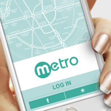 Página web para la app "metro". Direção de arte, Br, ing e Identidade, e Desenvolvimento Web projeto de Tom Sánchez - 31.12.2015